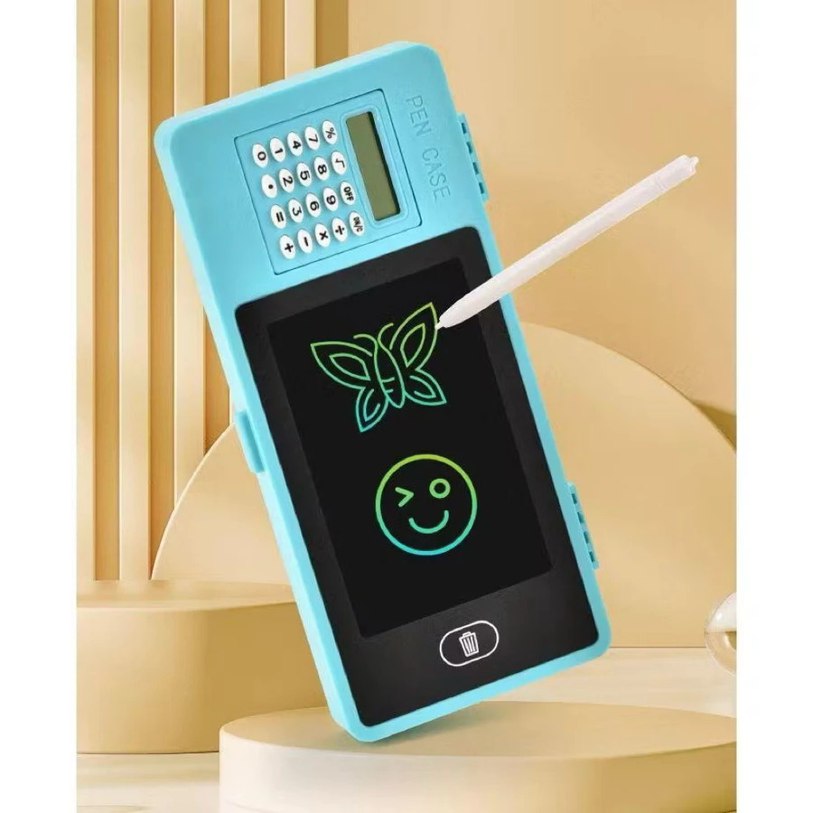 

Kotak Tempat Pensil 2in1 Lcd Writing Drawing Box Pad Kalkulator Papan Gambar Digital Edukasi