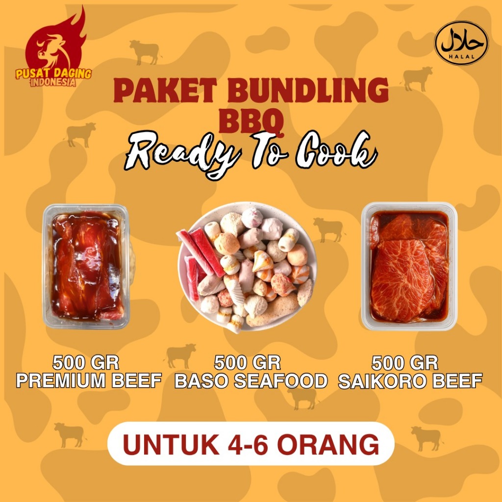 

Paket BBQ Premium 3in1 Siap Masak – 1.5kg (Beef, Wagyu Meltique, Baso Seafood)