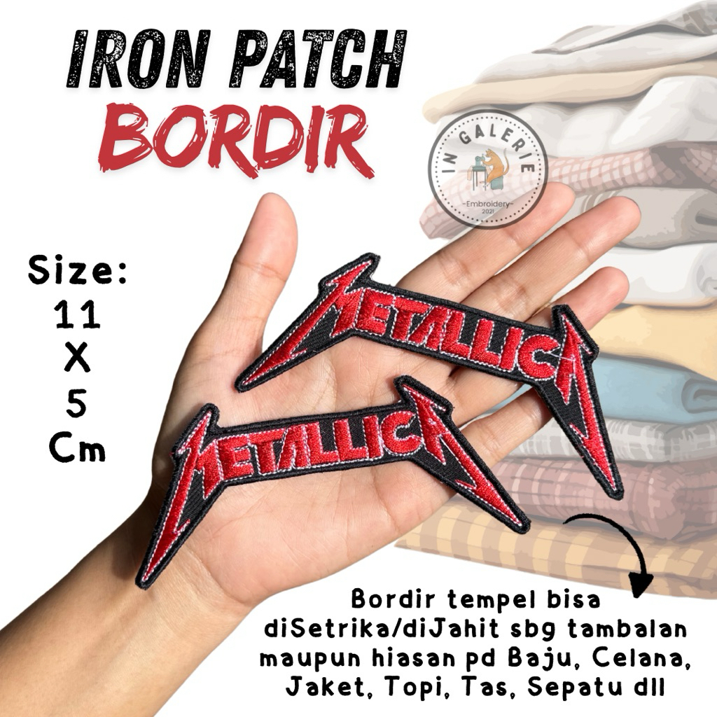 ( TINGGAL SETRIKA BISA DIJAHIT ) Bordir Tempel Metallic4 Iron Patch Bordir Embriodery Cowok Bordil B
