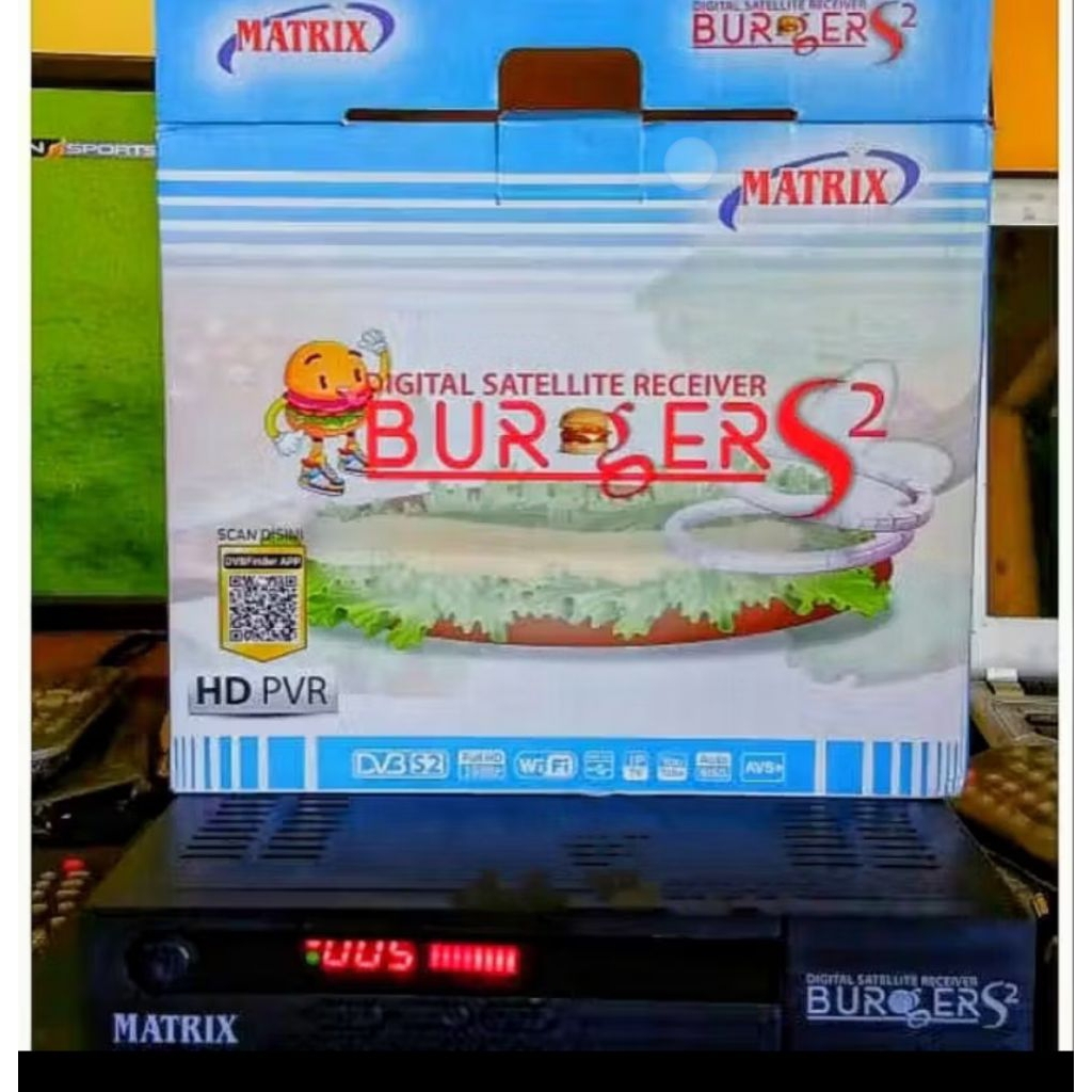 Receiver Matrix Burger S2 HD bekas pakai Parabola Rx SW K5S Hellobox + remot bisa nonton TV Dakwah S