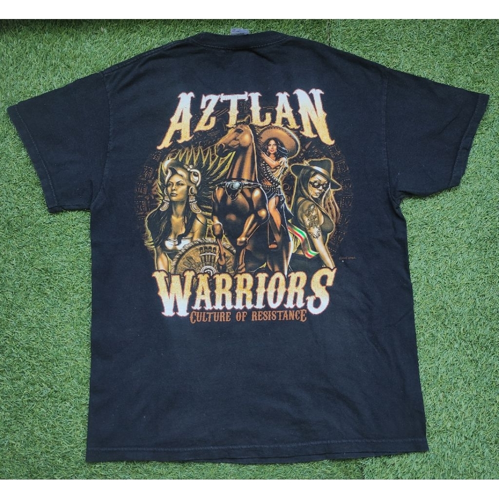 kaos y2k vintage aztlan Warriors culture resistance aztec mythology big art aop fullprint authentic