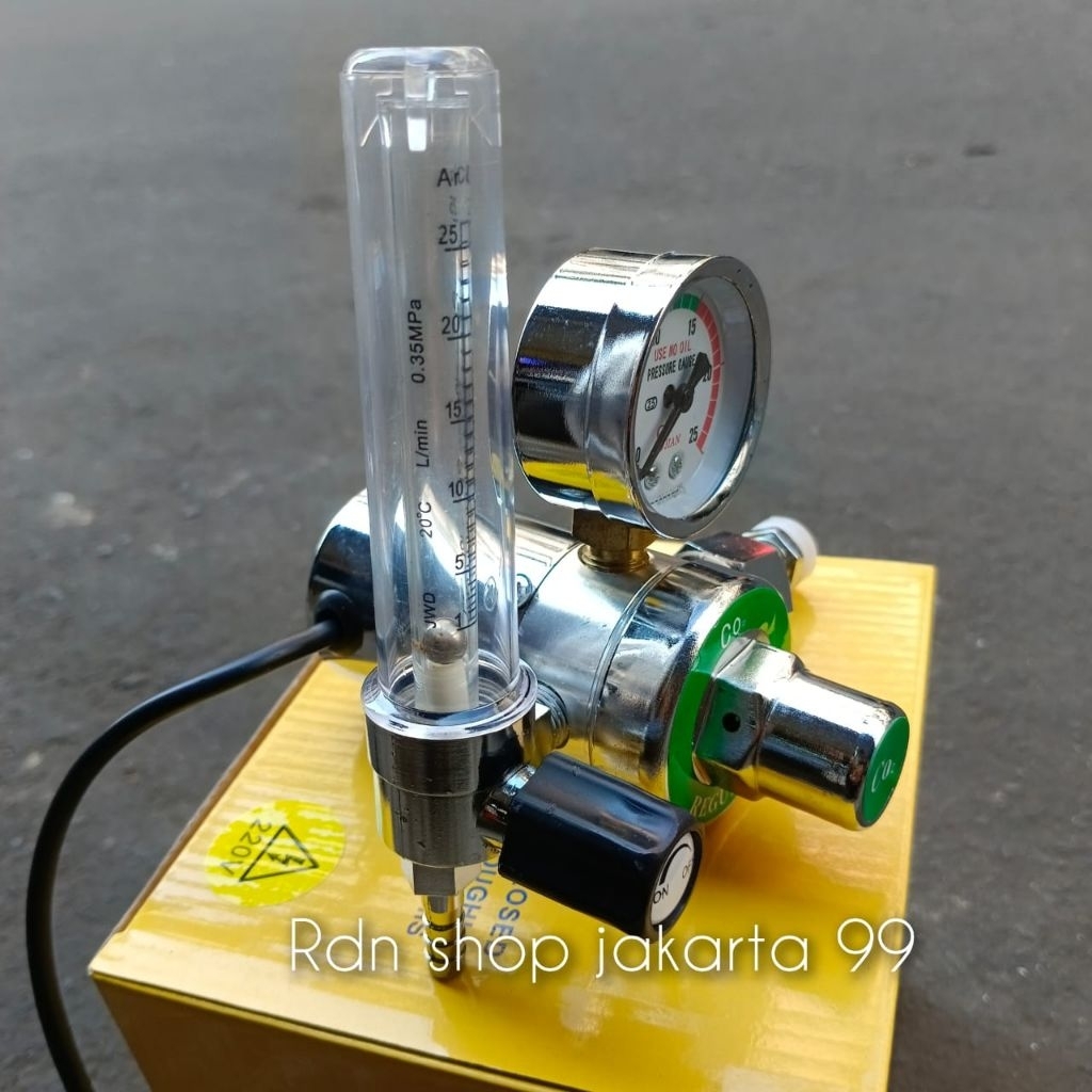 Gas Regulator Co2 + pemanas Flowmeter Gas Regulator Co2