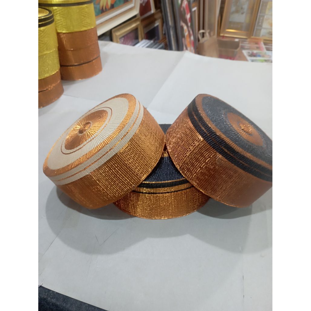 Songkok Recca Tembaga Warna Kuning emas Songko Bone Sulawesi Makassar Topi Pamiring Size 9