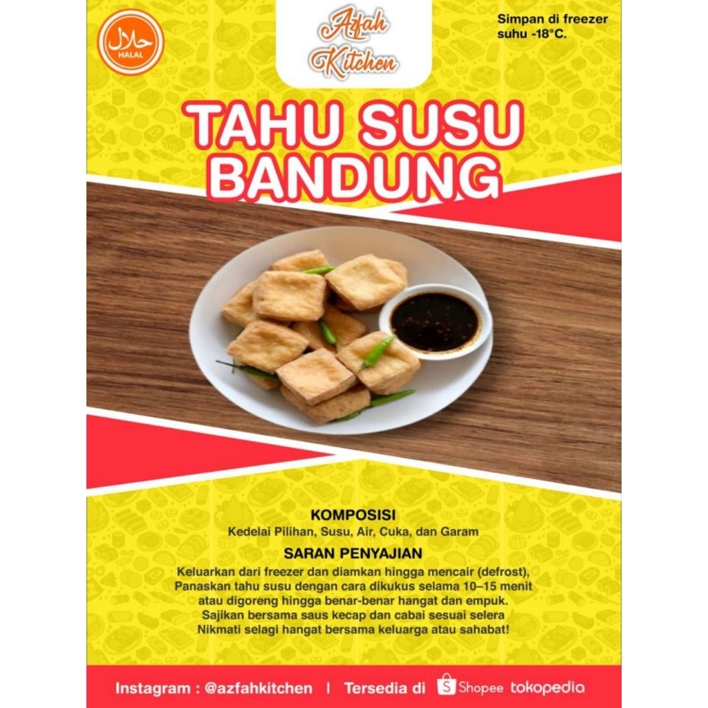 

Azfah Kitchen Tahu Susu Bandung Asli Kedelai Pilihan Ala Resto Halal Sehat dan Higienis