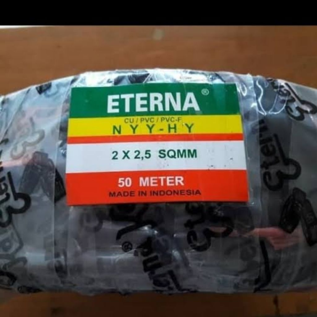 Kabel NYYHY 2x2,5 kabel Eterna serabut ukuran 2x2.5