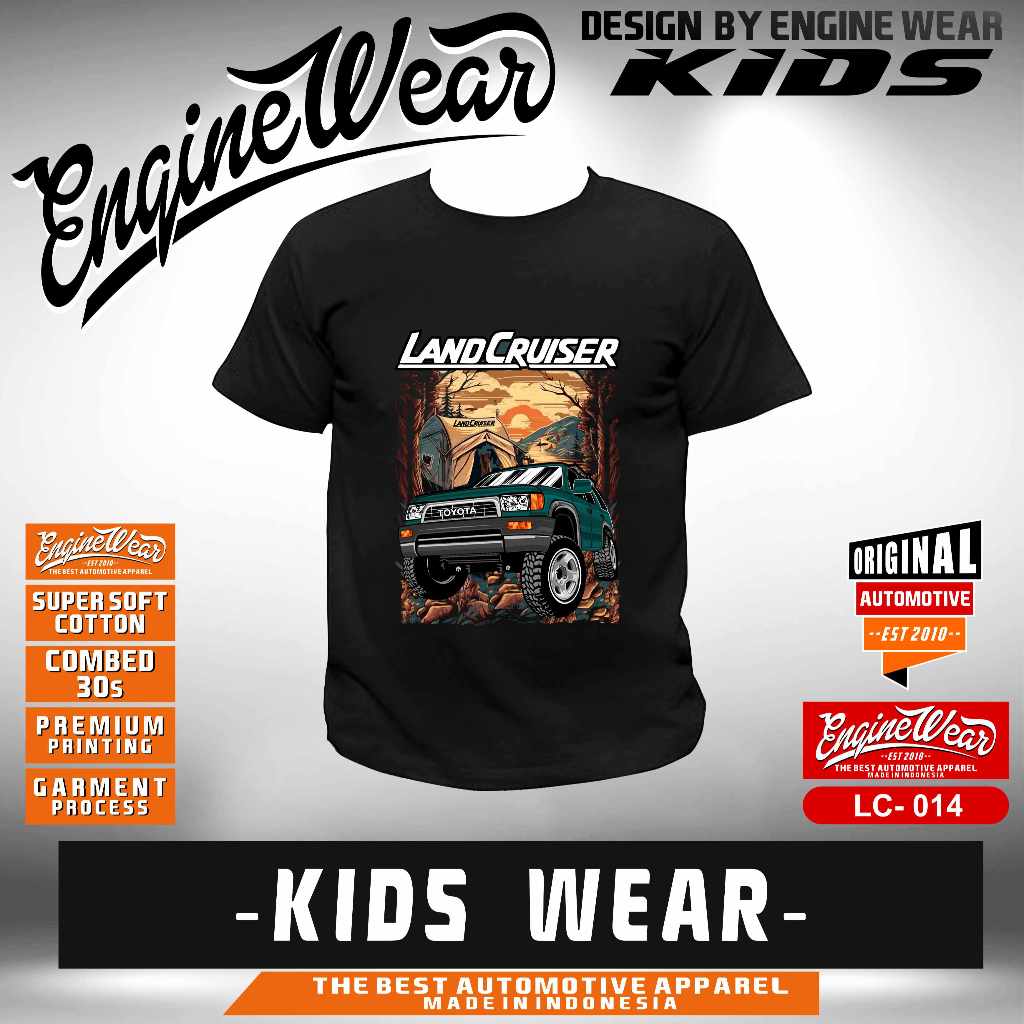 kaos Land cruiser VX80 anak Baju Offroad toyota Hardtop Tshirt Mobil Jeep otomotif 4WD 4x4 lc vx80 h