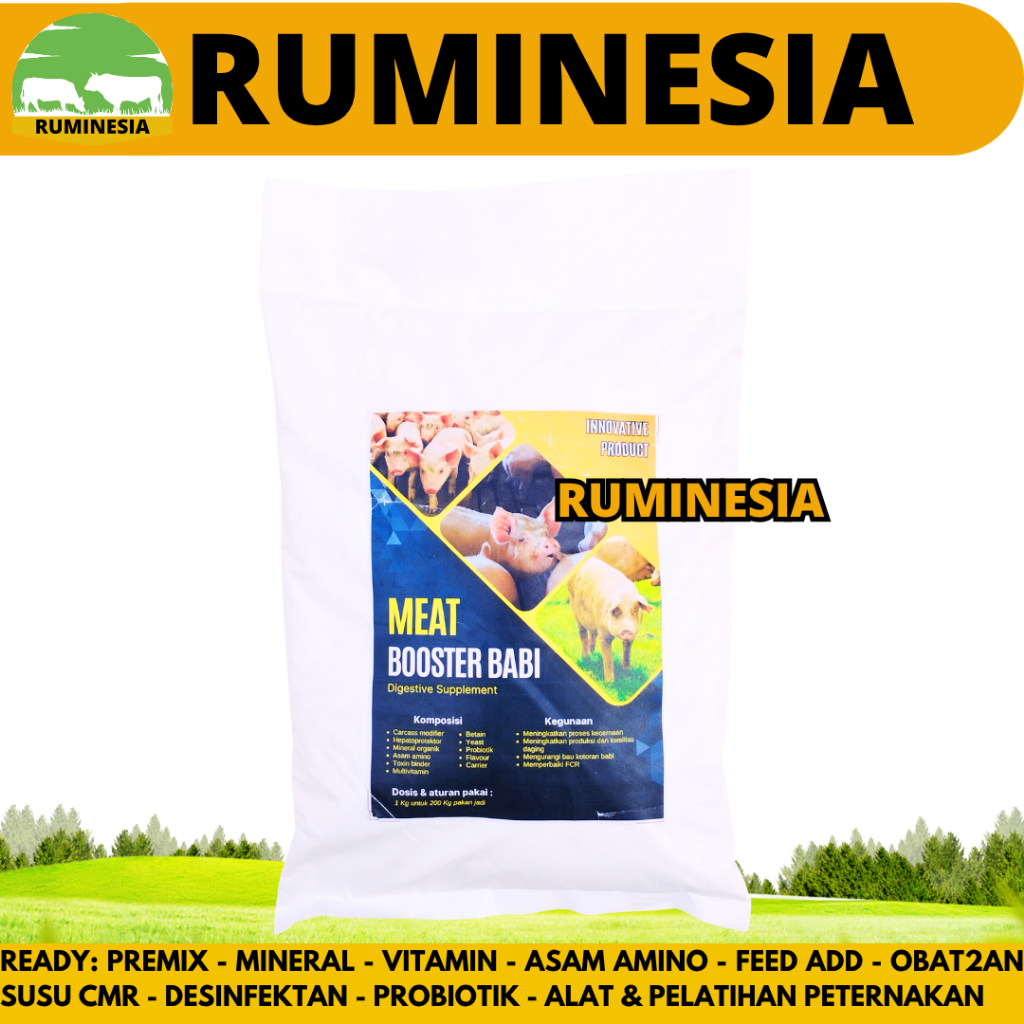 MEAT BOOSTER BABI 1 KG - Premix Babi Pemacu Pertumbuhan Penggemukan & Karkas Modifier