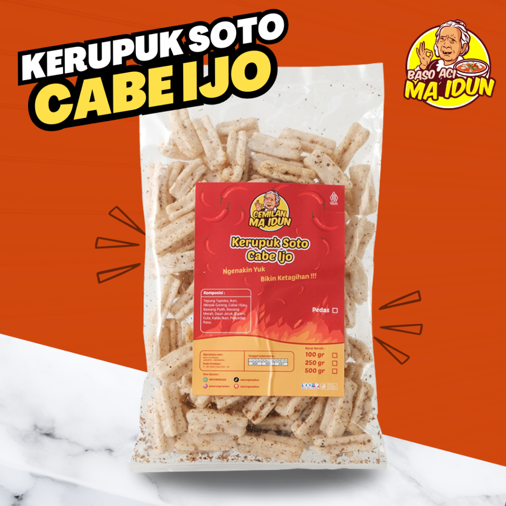 

Kerupuk Soto Cabe Ijo / Kerupuk Soto Pedas / Kerupuk Stik Gurih Renyah
