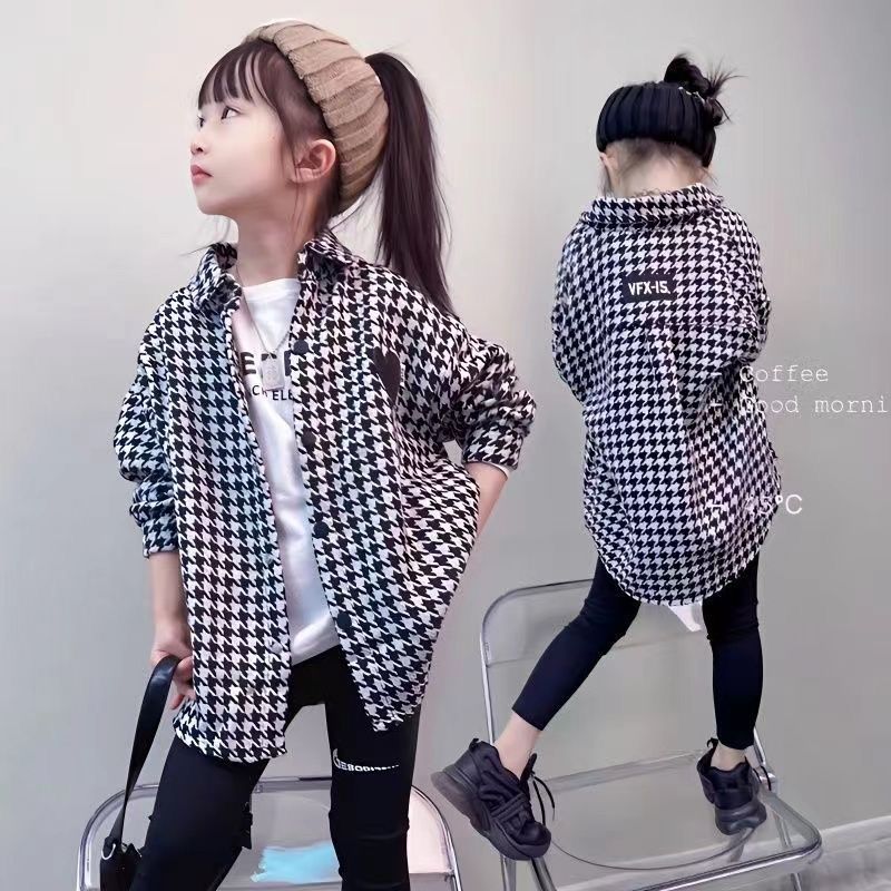 S1950 baju kemeja anak perempuan motif kotak-kotak/kemeja motif kota-kotan anak perempuan