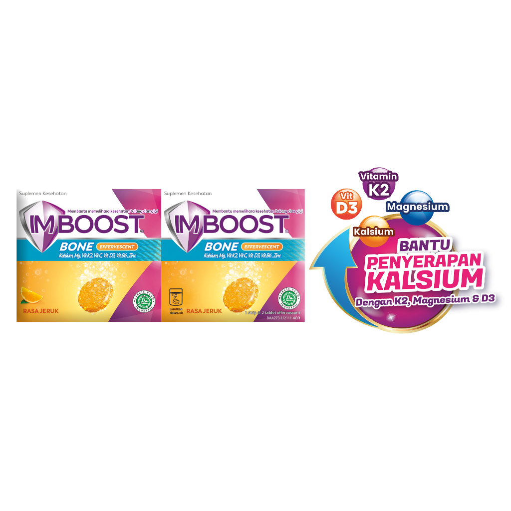 IMBOOST BONE EFFERVESCENT 2 TABLET VITAMIN TULANG D3 K2 MAGNESIUM / Vitamin D3 K2 Magnesium