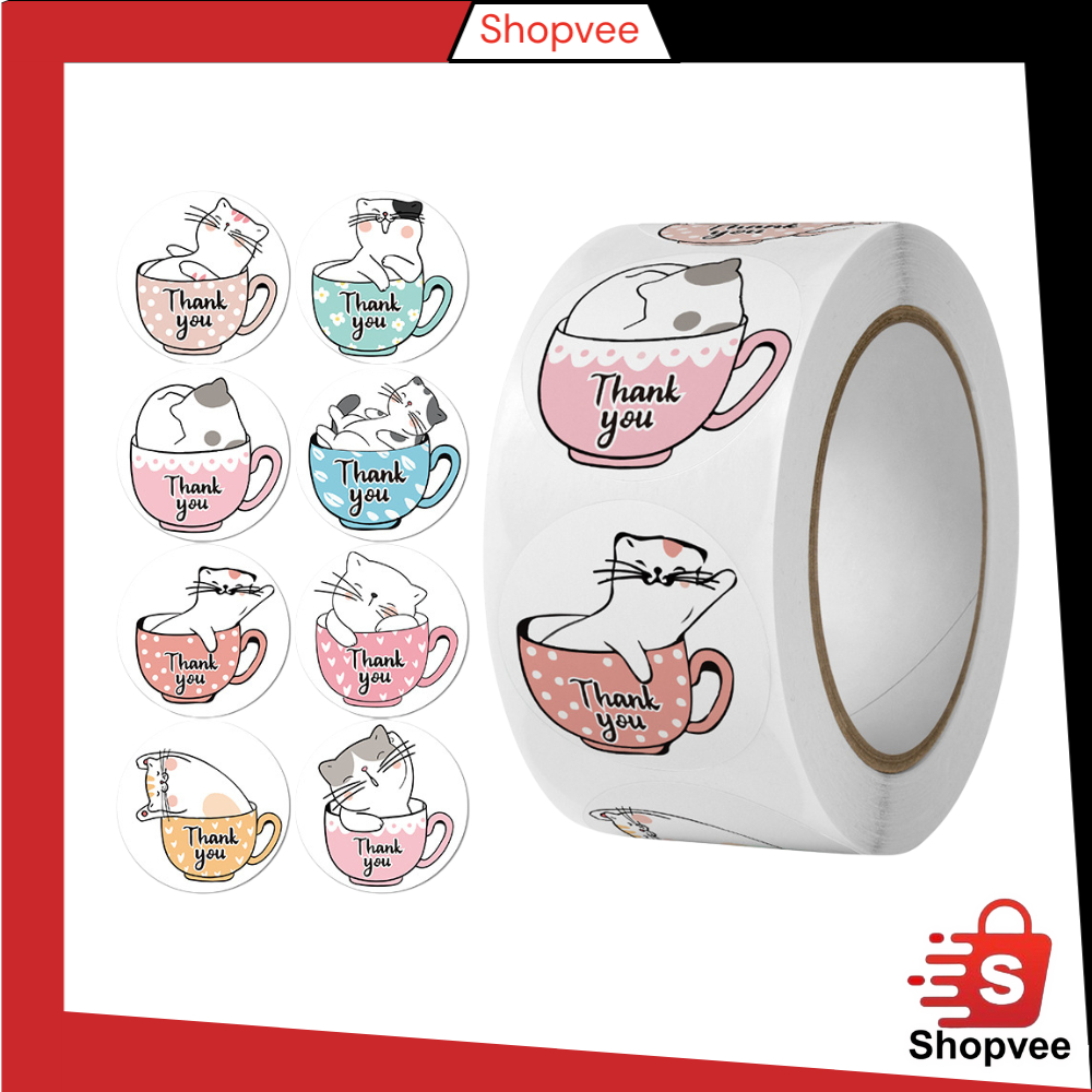 

Shopvee HL0596 Stiker Thank You 500Pcs Sticker Thank You 1 Roll Y1732