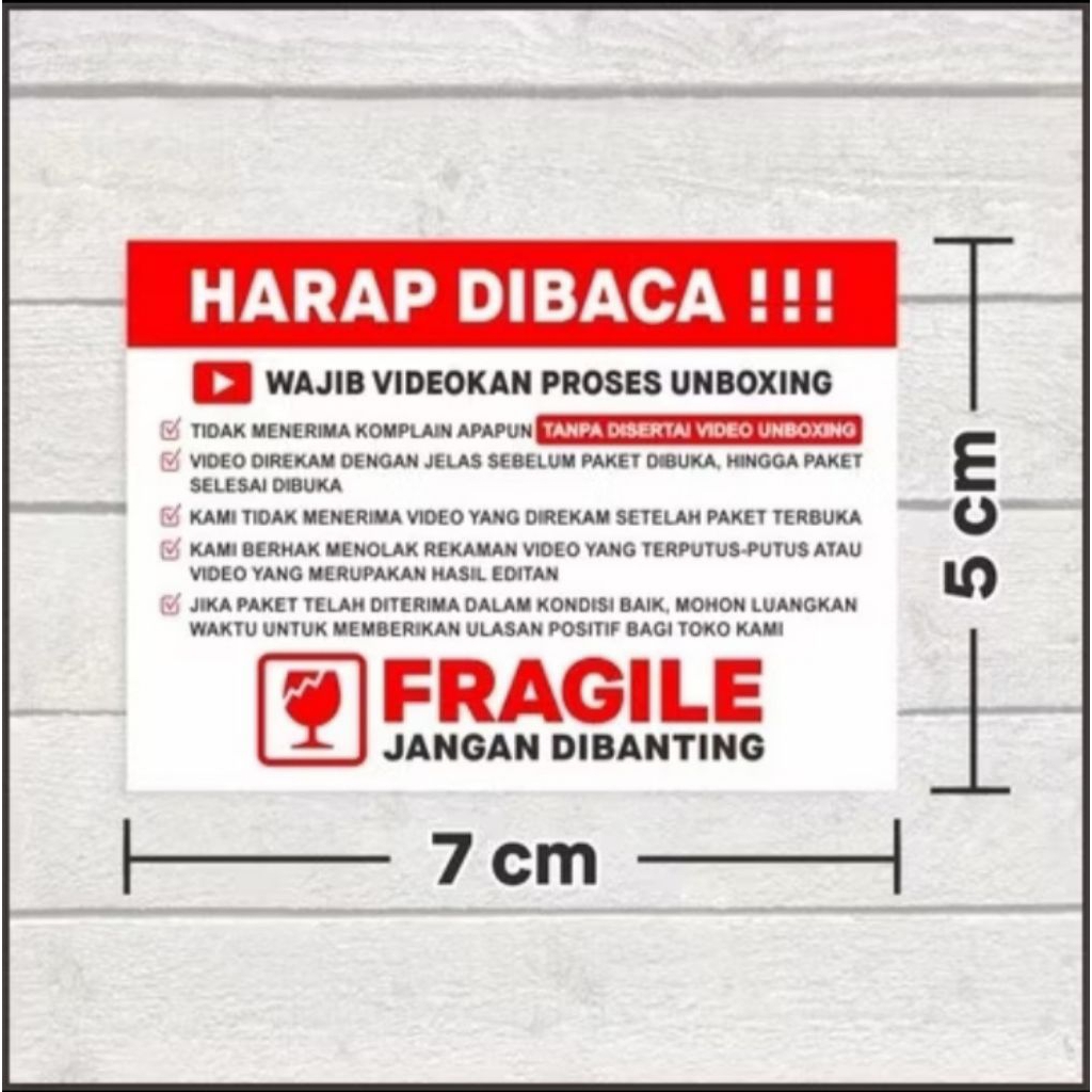 

PROMO TOKO BARU! Label Sticker Fragile Unboxing Pengiriman Paket Online Shop 70 x 50 mm / 7 x 5 cm isi 500 pcs