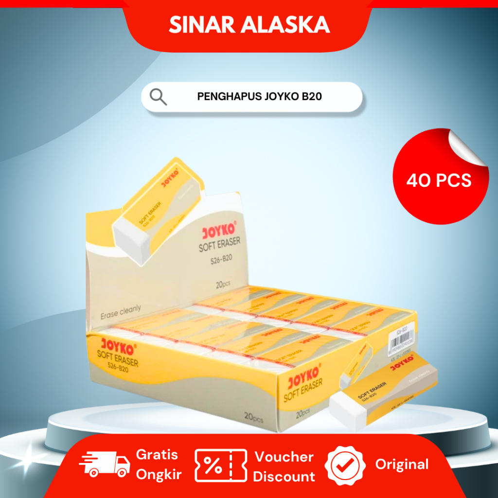 

Penghapus Joyko 526-B40P Putih Super Clean Erasing isi 40 pcs