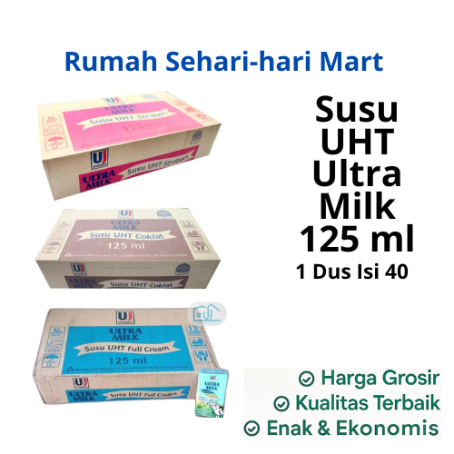 

Susu Ultra Milk UHT 125ml / 200ml / 250ml Isi 24/40 – Coklat, Strawberry, Full Cream