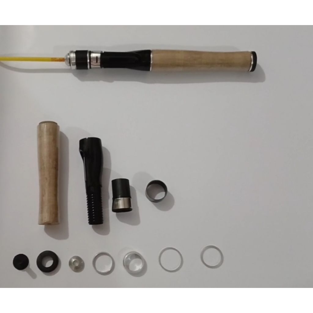 Handle joran spinning busa corak kayu