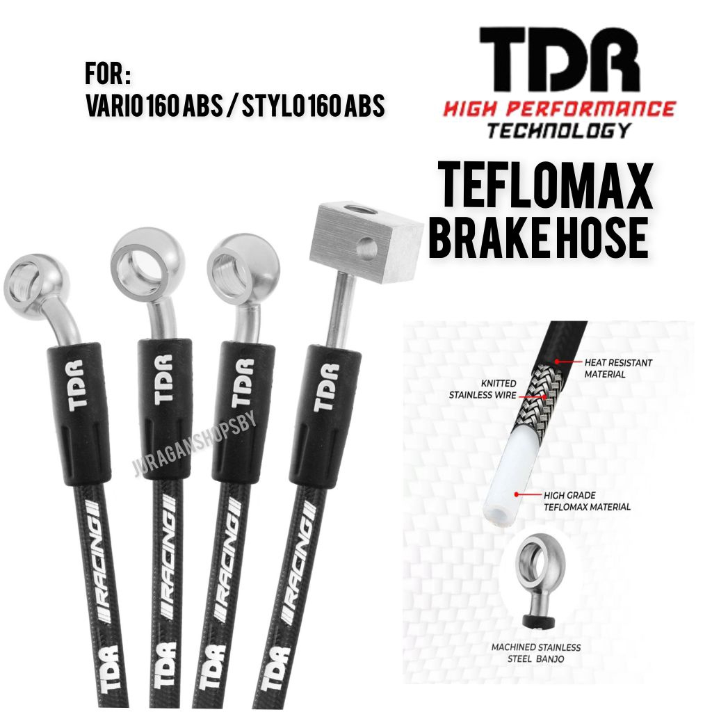 Selang Rem TDR Honda Vario 160 ABS / Stylo160 ABS Black carbon TDR Teflomax Vario160