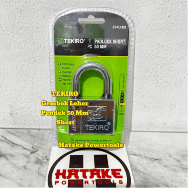 Gembok TEKIRO Putih 50MM LEHER PENDEK - Gembok Pendek Chrome Padlock Short Top Security GT-PL1433
