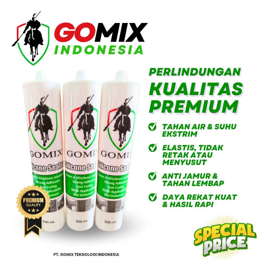 Gomix Acetic silicone Sealent/lem kaca