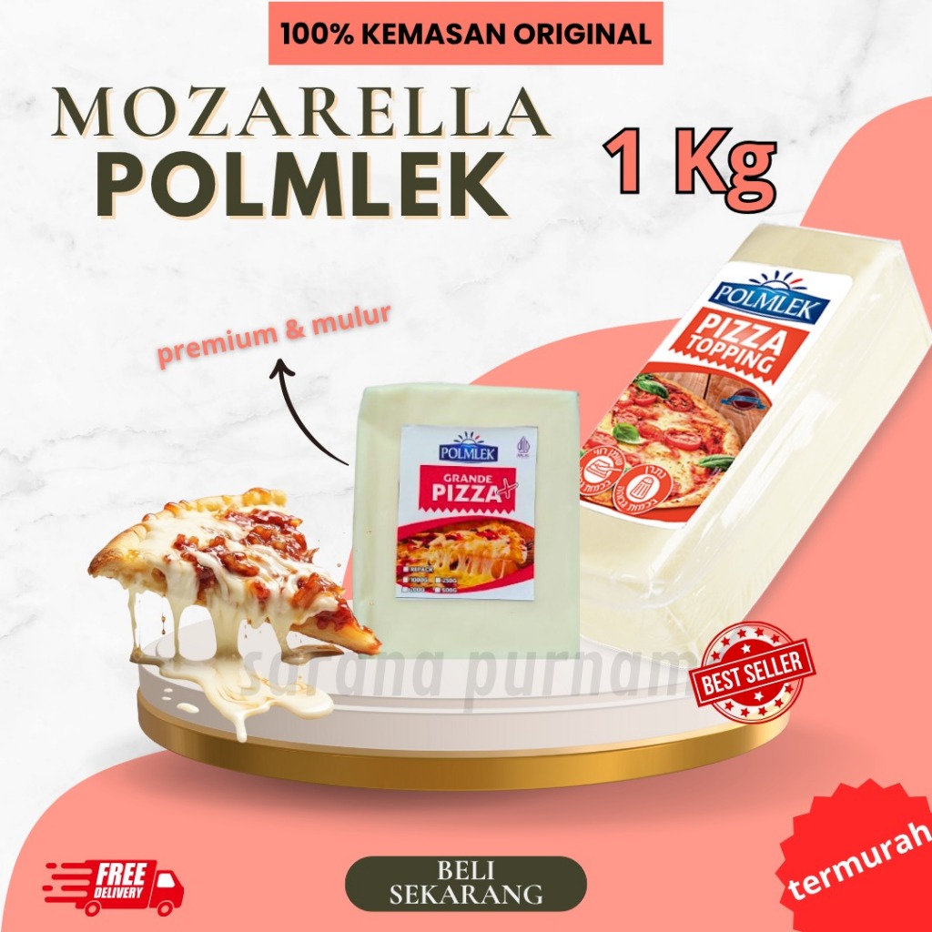 

POLMLEK Keju Mozarella 1 Kg Mozzarella Pizza Topping Block Premium Cheese Mulur Lumer