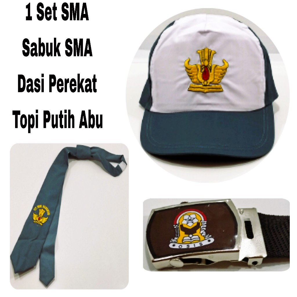 Set SMA Lengkap  Dasi Sabuk Topi SMA