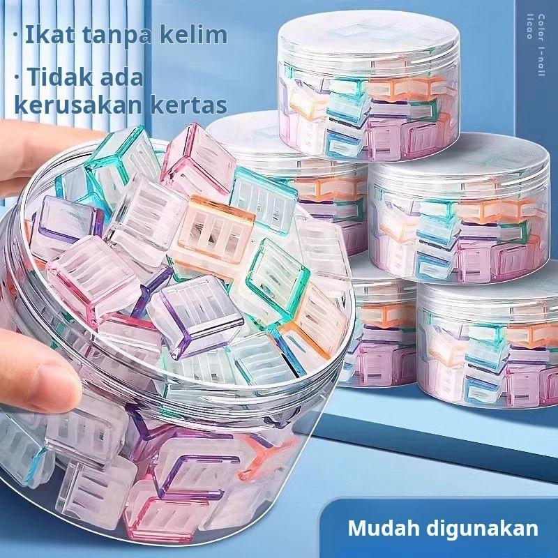 

50PC Folder klip dorong warna alat tulis uji tetap stapler kertas pengikat kertas perlengkapan kantor