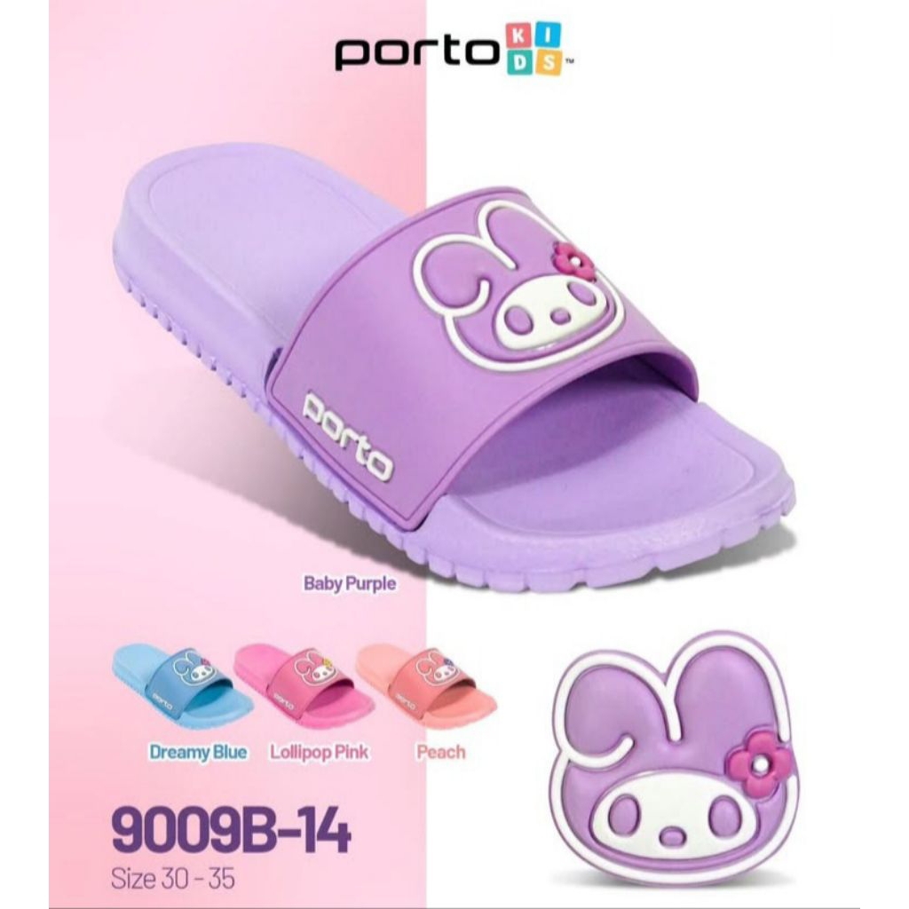 Sandal anak perempuan porto Kuromi 9009B /cinnamoroll  /sandal porto anak kekinian original/ukuran 2
