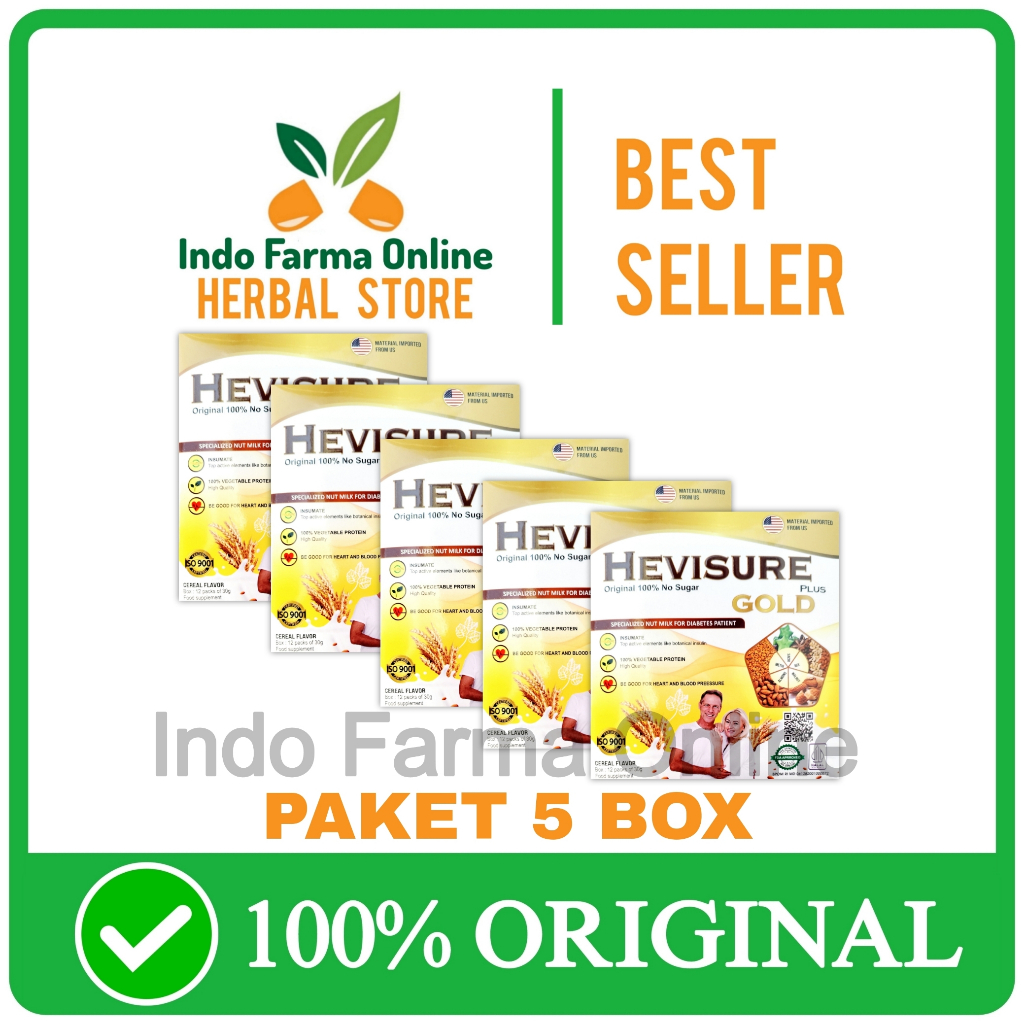 

5 Box Hevisure Gold Plus Milk Susu Obat Diabetes & Kencing Manis Insulin Pankreas Original Asli