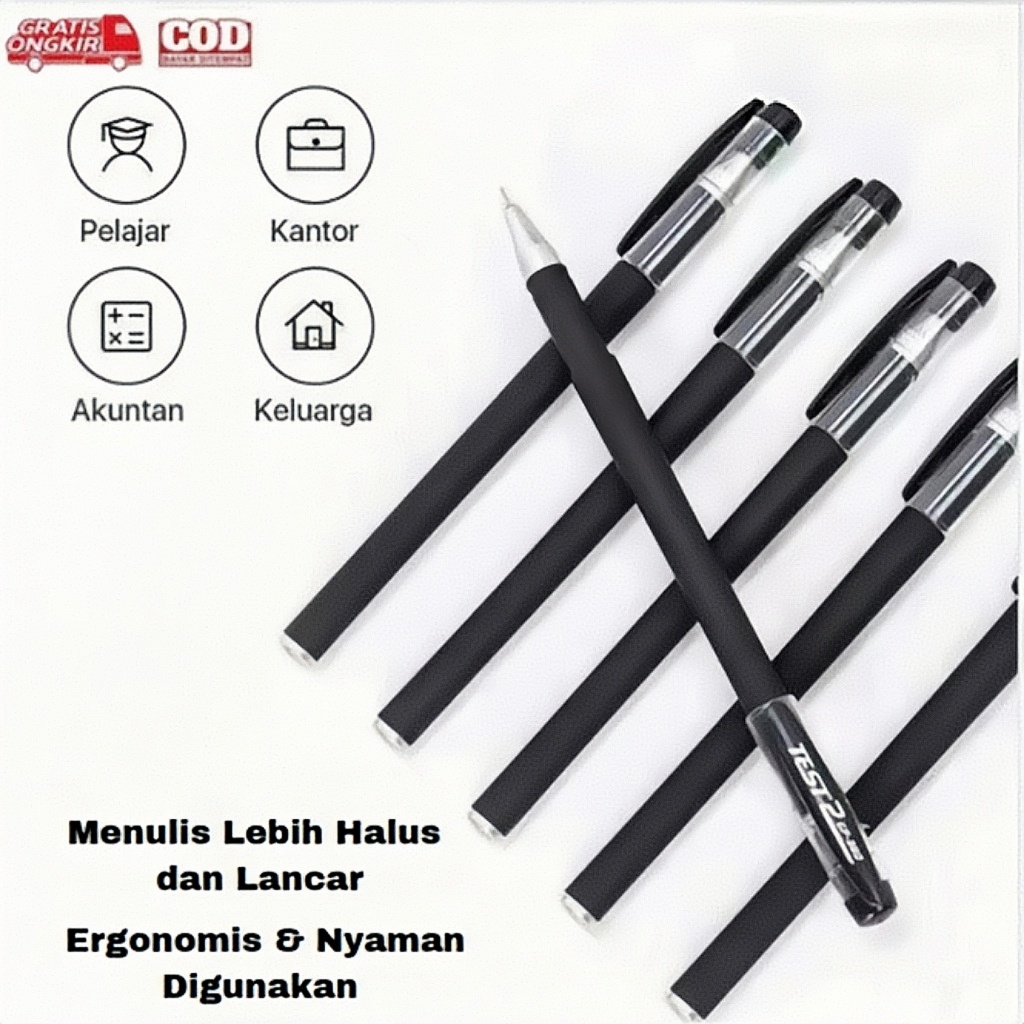 

(BISA COD) Tiktok NO.1 Pulpen Gel Pena 200PCS Tanda Tangan Pena Gel Pelajar Refil Pena Kantor Pena Air Hitam Isi Ulang Jarum Tabung Pena Karbon 0.5mm BISA COD Stationery Black