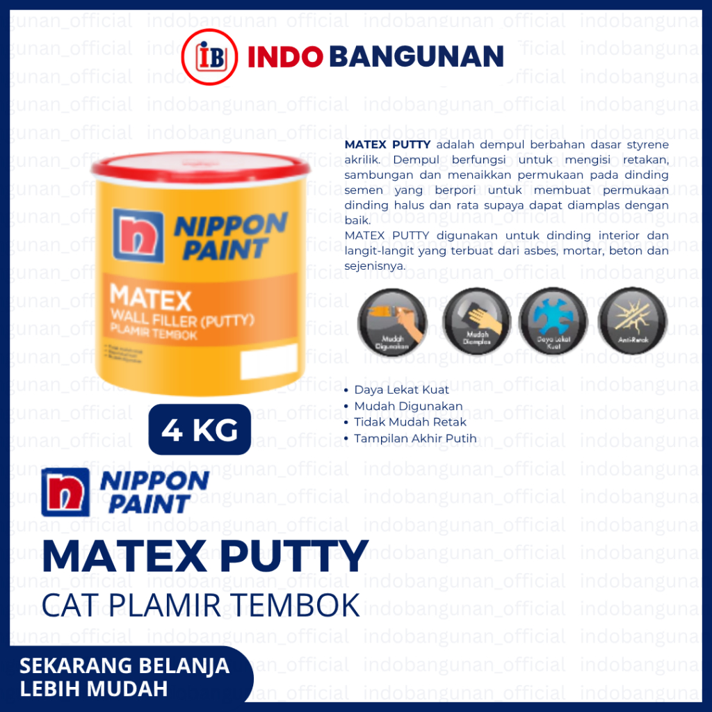 CAT PLAMIR TEMBOK NIPPON PAINT MATEX 4KG