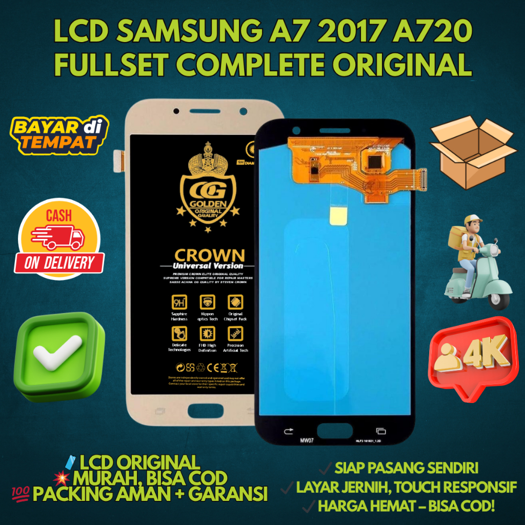 LCD SAMSUNG A7 2017 / A720 / (SAMSUNG GALAXY A7 2017) TOUCHSCREEN FULLSET COMPLETE ORIGINAL