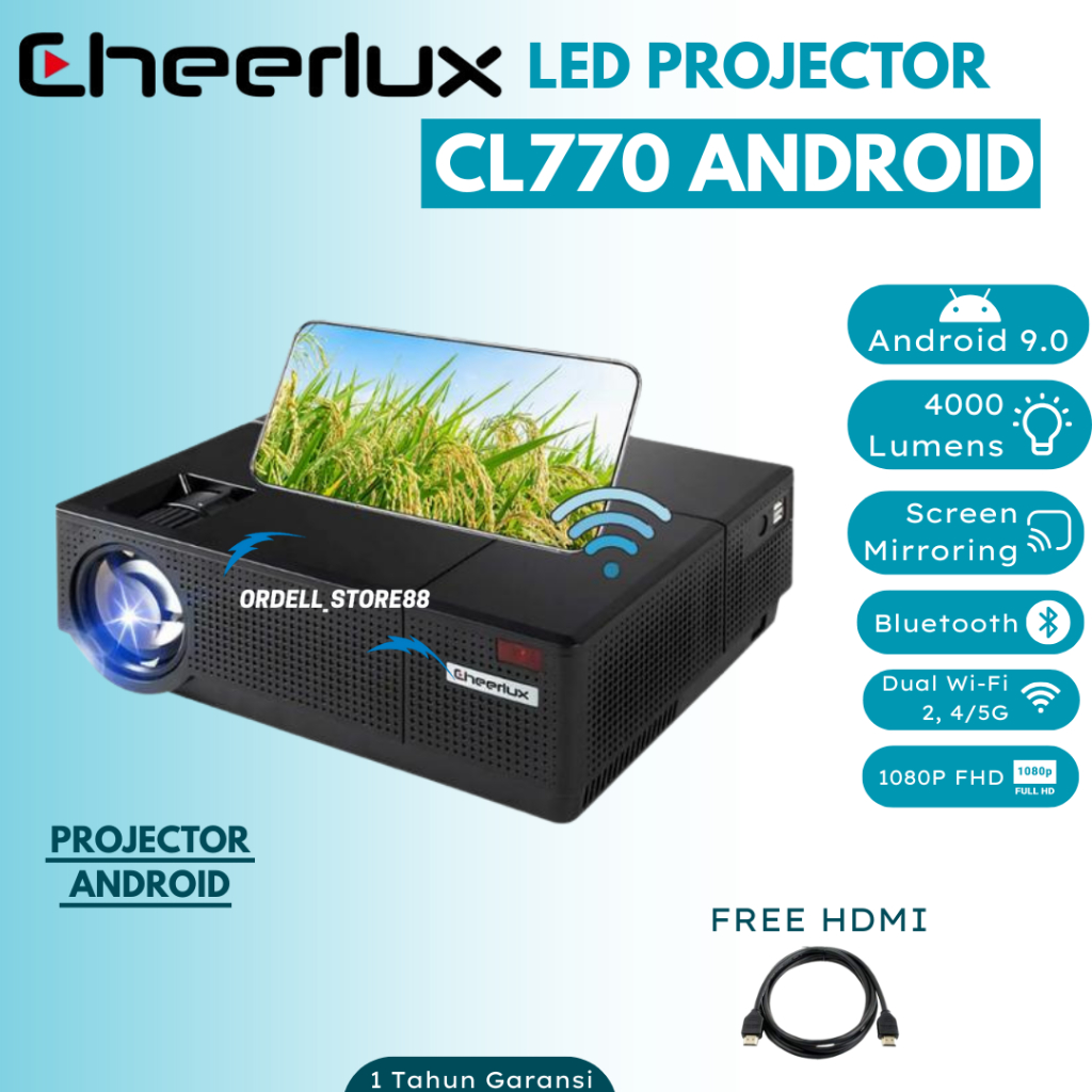 PROYEKTOR CHEERLUX CL770 Android Proyektor CL770 Projector 4000 Lumens CHEERLUX CL770