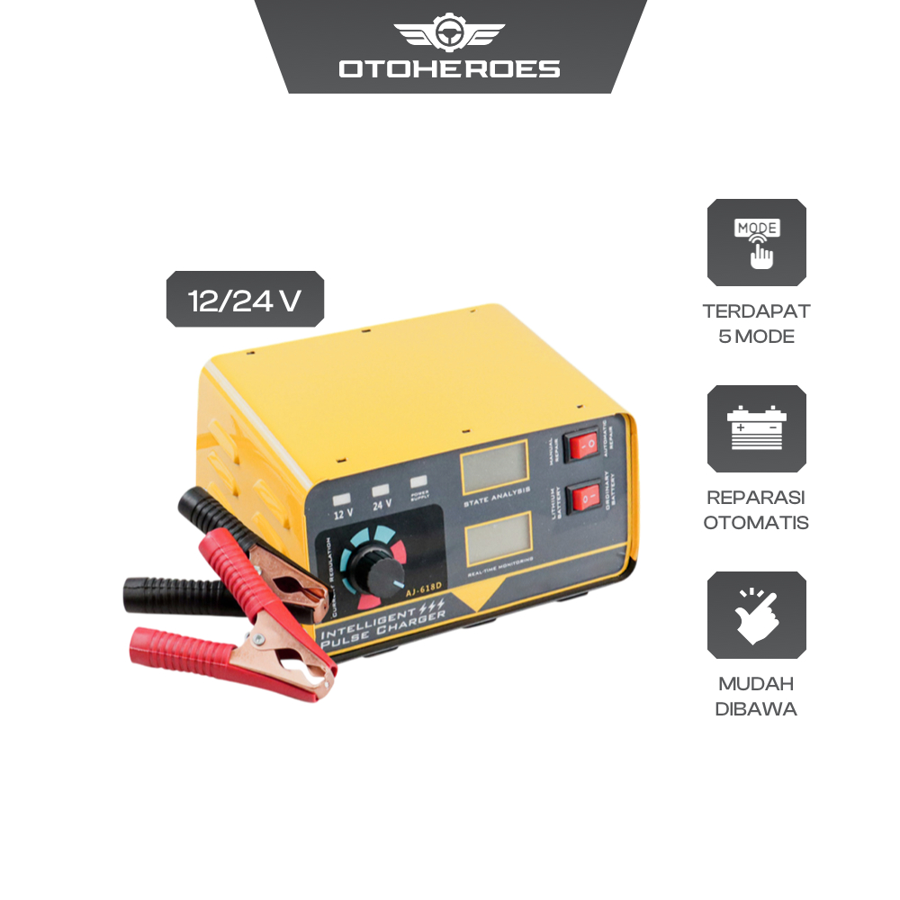 OTOHEROES Charger Aki Mobil Intelligent Battery Charger 12V/24V - AJ-618D
