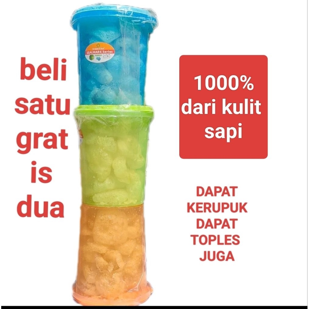 

Kerupuk Kulit Toples 1 Liter Dapat 3 Toples