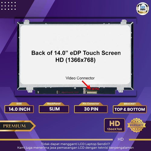 14.0 30pin Slim LED LCD Laptop Lenovo Thinkpad S440 T450 T460 T470 L450 L470 T440P Series - Garansi