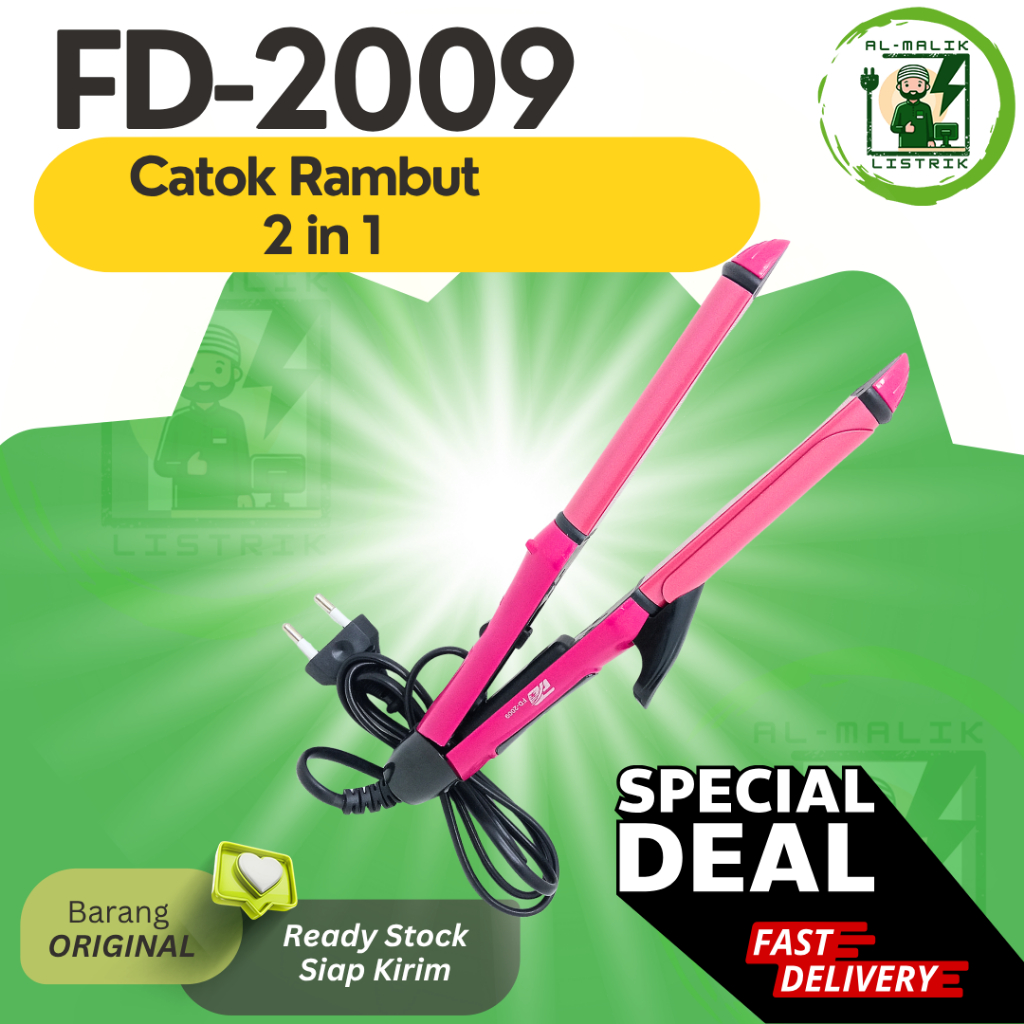 Catok Rambut 2 in 1 Catok Curly Catok Pelurus Rambut FD-2009 / Catokan Rambut FD-2009 2 In 1