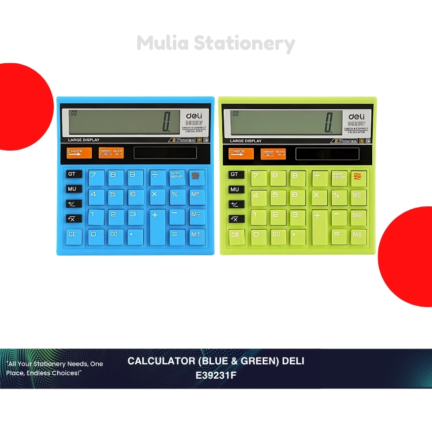 

Kalkulator DELI Blue & Green E39231F / Deli Kalkulator 12 Digit | DELI Calculator Check & Recheck E39231F | Perlengkapan Kantor