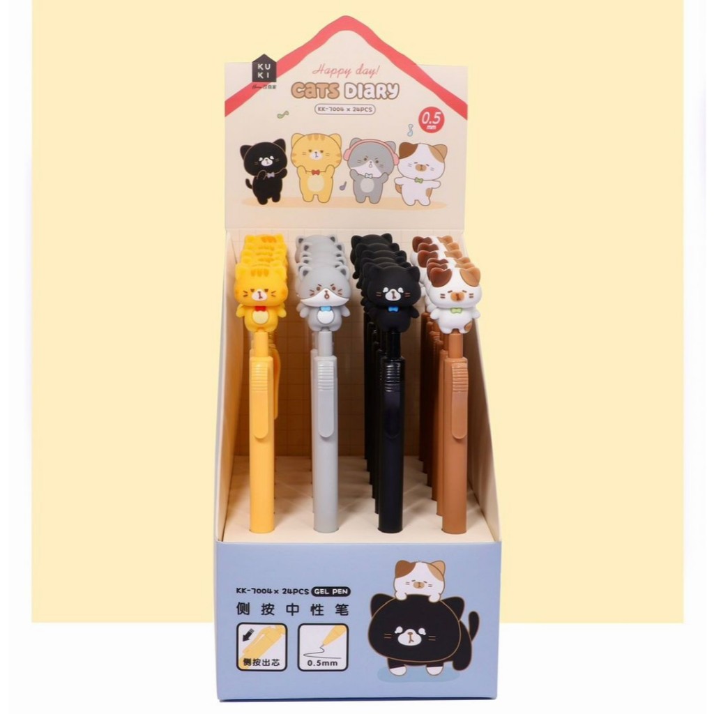 

(4PCS) PULPEN KUKI KLIK KK-7004 CAT DIARY / BALLPEN / PENA