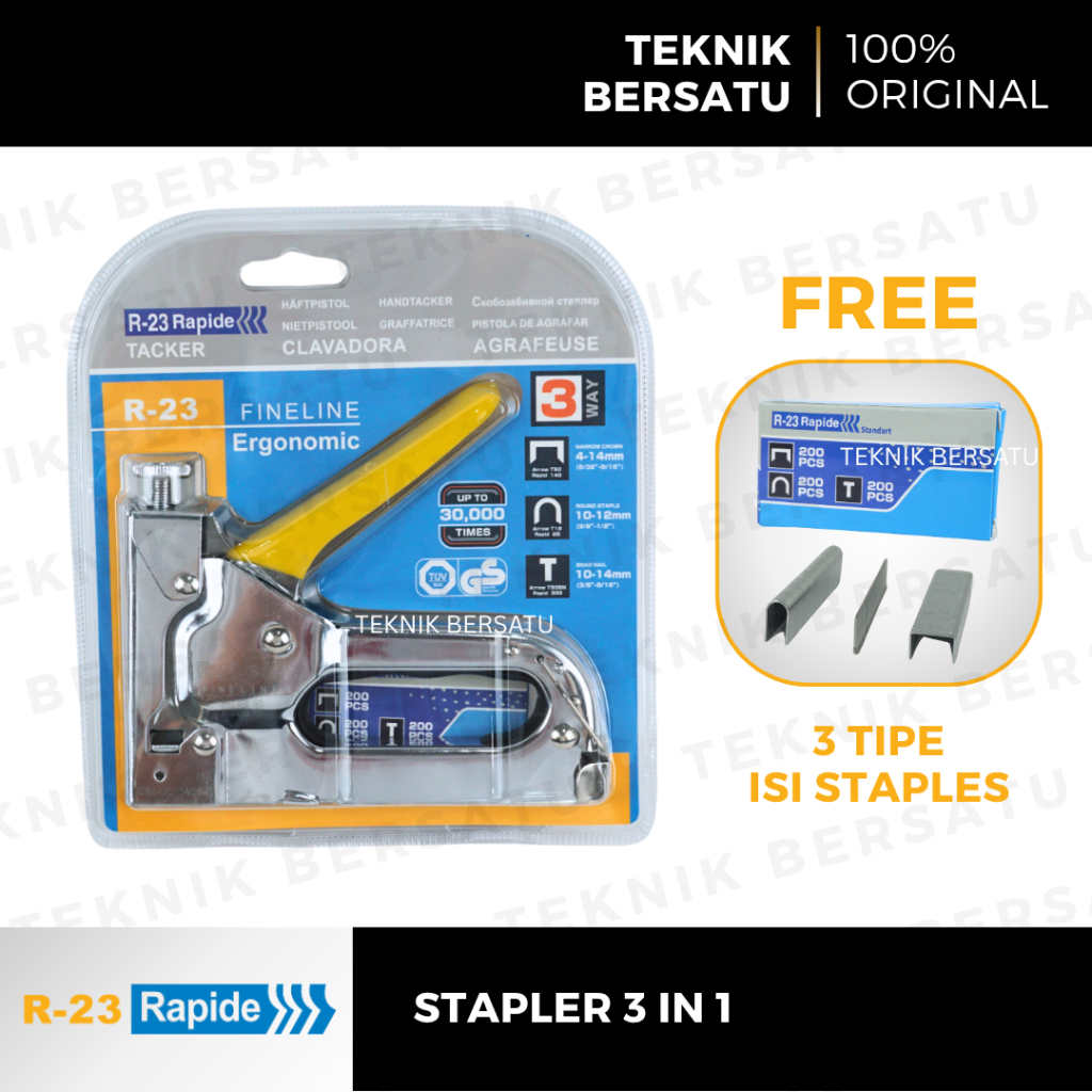 

RAPIDE Gun Tracker Staples 3 In 1 | Stapler Tembak 3 Way R23 Original Sudah Dapat Isi Staples
