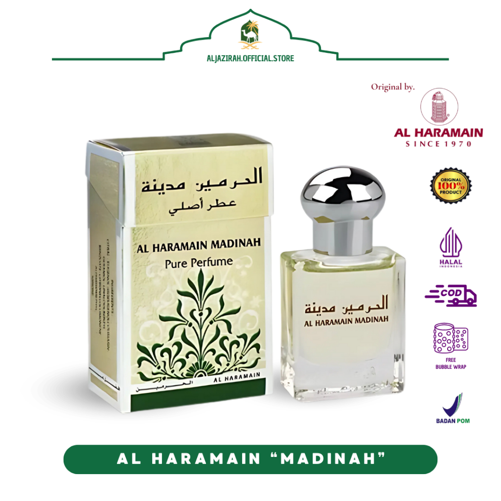 [Official] Parfum Haramain Madinah Parfum Raudhoh Al Haramain MADINAH 15ml | Non Alkohol Original