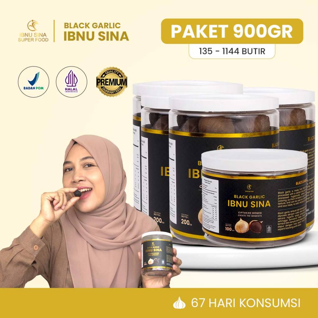 BAWANG TUNGAL) BAWANG HITAM BLACK GARLIC IBNU SINA 900gr / SOLO BLACK GARLIC BAWANG LANANG HITAM TUN