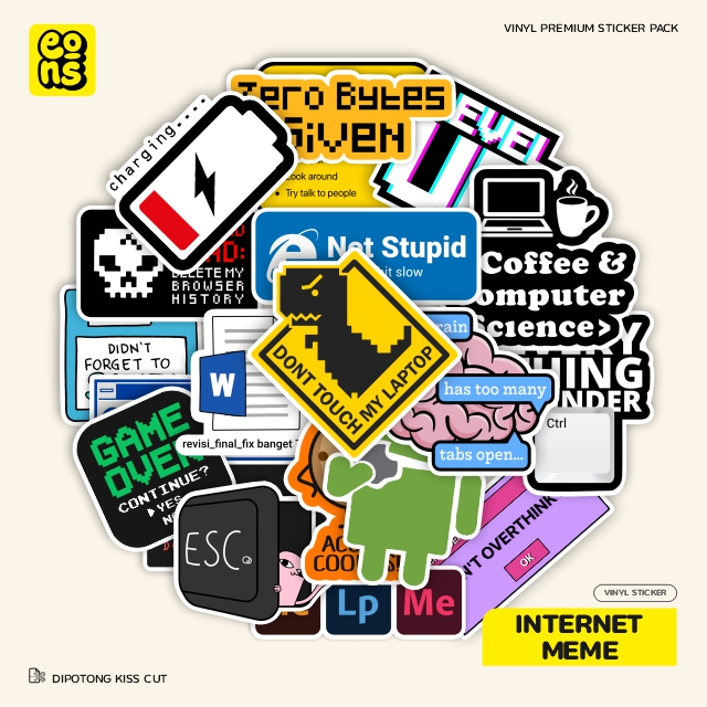 

Sticker Internet Meme - Kiss Cut Vinyl Waterproof Laminasi Matte untuk Laptop, Buku, Koper