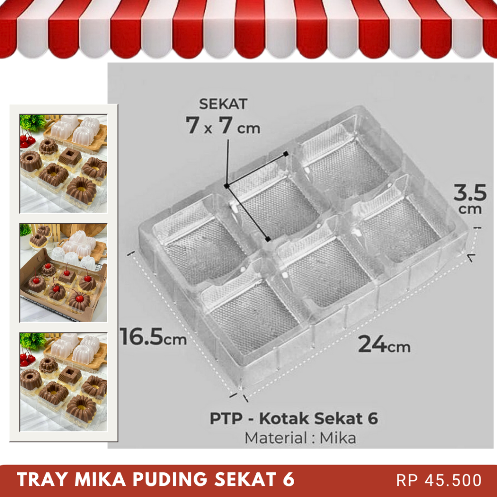 10pcs Mika Puding Sekat 6  Mika Puding Mini Sekat 6 Mika Mochi Mika Tray Sekat 6