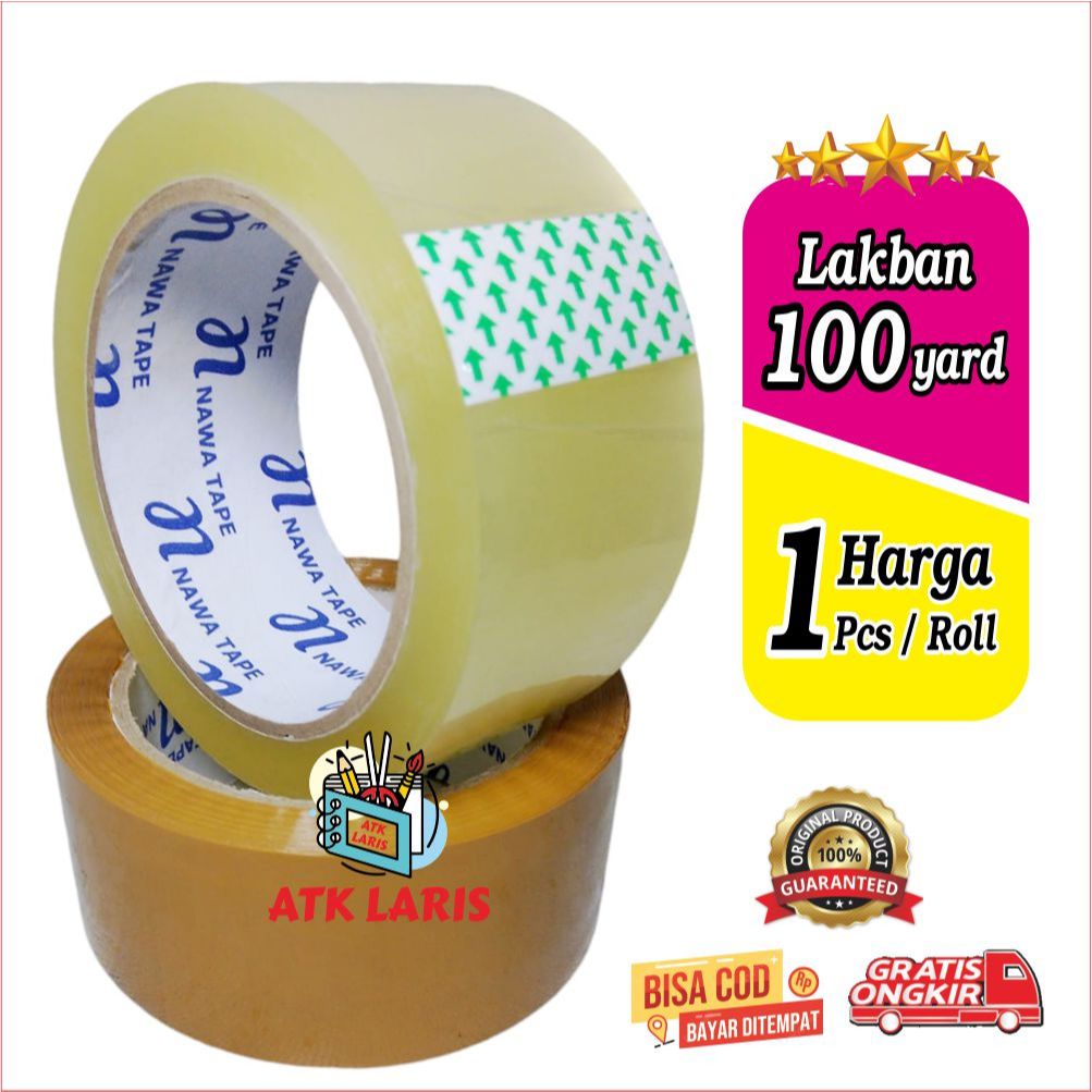 

LAKBAN BENING 100 YARD NAWA TAPE & LAKBAN COKLAT PANJANG 100 YARD HARGA UNTUK 1 PCS