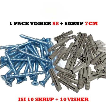 10 Pcs Paku Sekrup Skrup 7 Cm Baud Baut Gypsum Set Visher Spiser S8 Multifungsi
