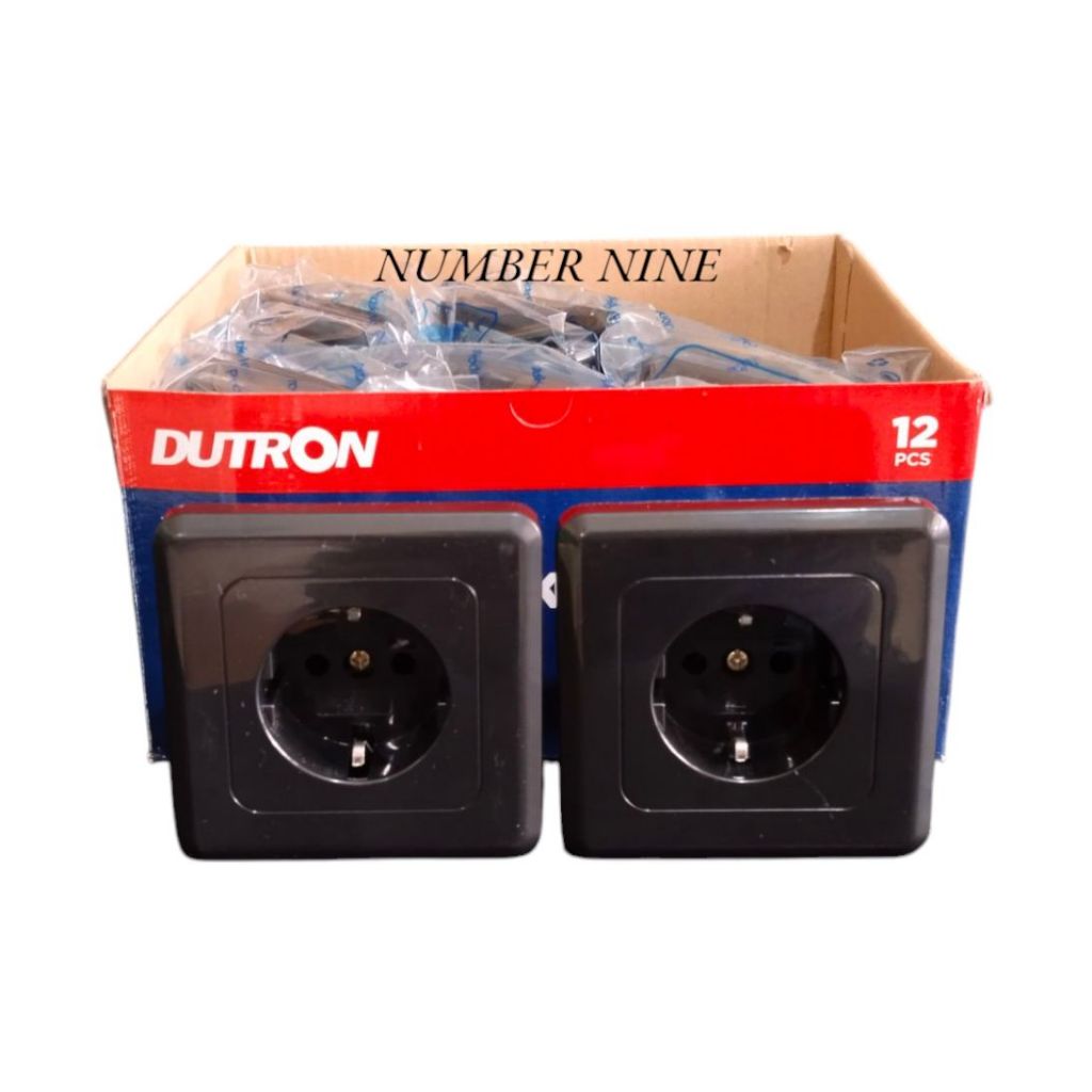 (Paket Isi 12) Dutron IB Stop Kontak Arde Hitam