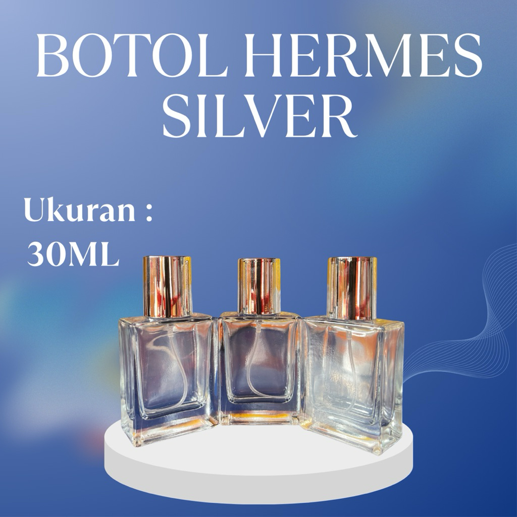 Botol Kaca Herm3s Silver - Botol Parfum Isi Ulang (Grosir)