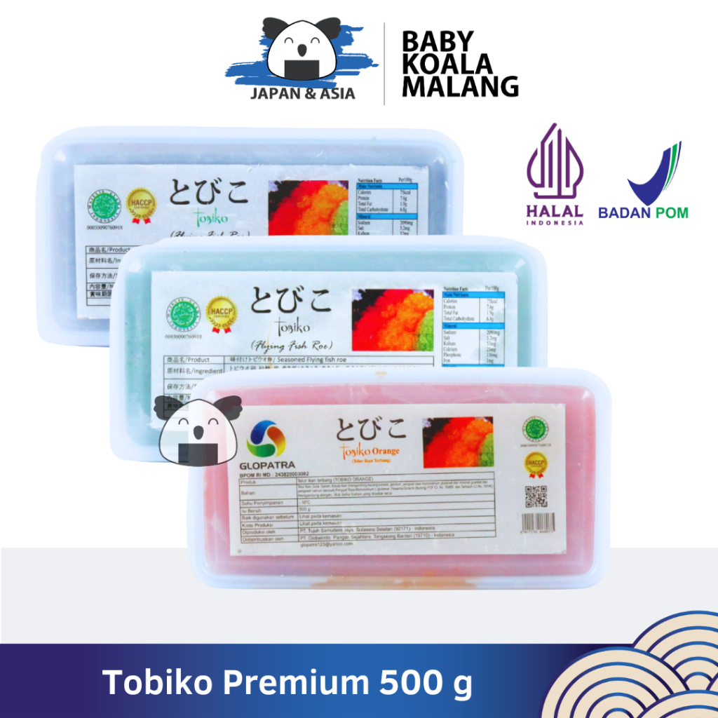 

TOBIKO Premium Orange Green Black 500 g Halal │ Telur Ikan Terbang Oren Berbumbu │ Seasoned Flying Fish Roe -BKM