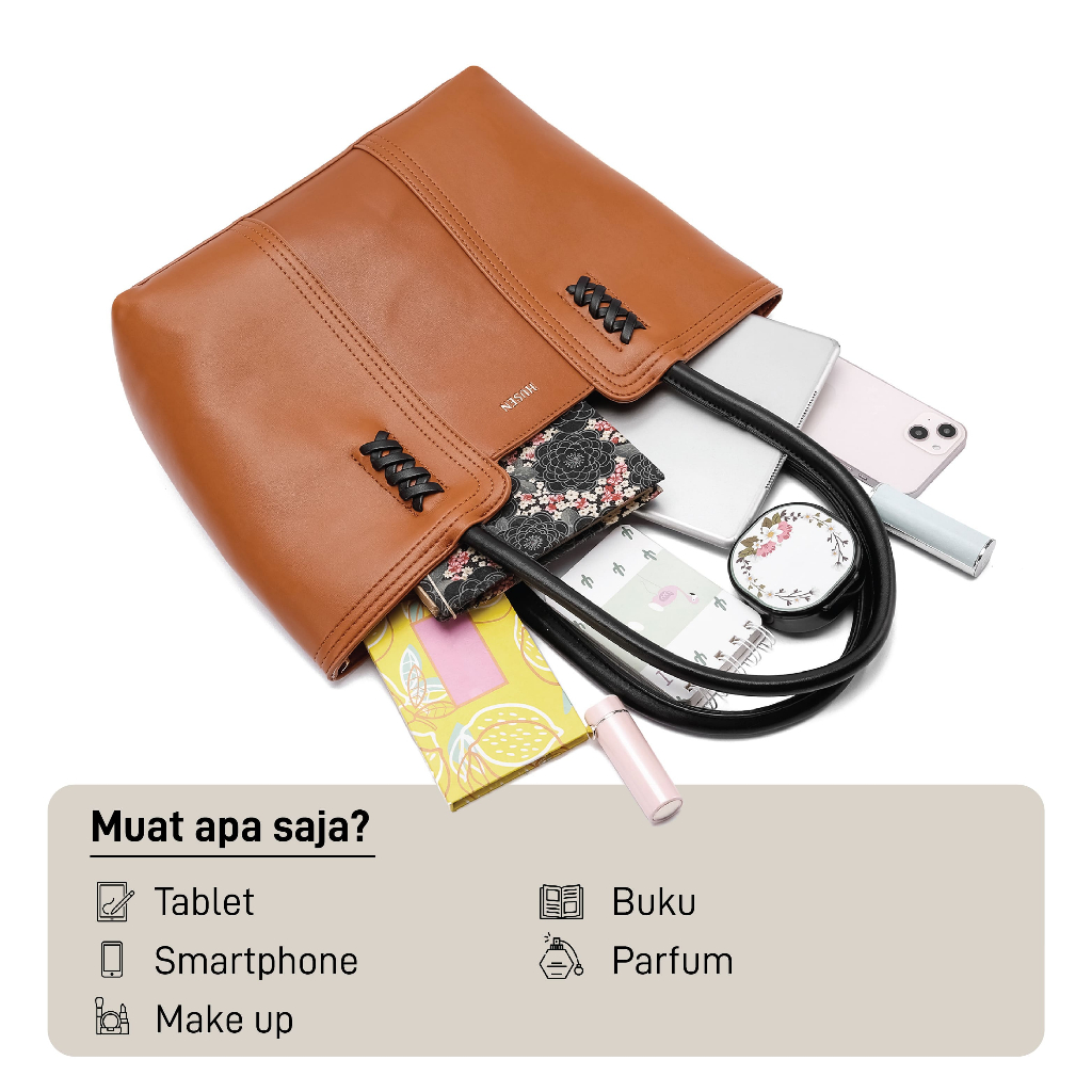 HUSEN Tote Bag Wanita Mawla Shoulder Bag Tas Kerja Wanita Kulit Tas Wanita 2025