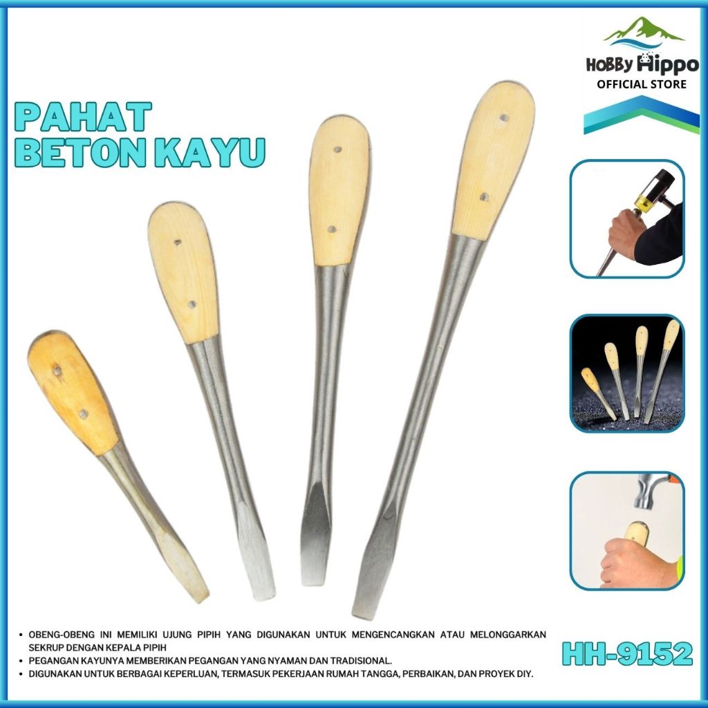 [COD] Pahat Beton & Pahat Besi Gagang Kayu | Cold Chisel untuk Beton & Logam HH-9152
