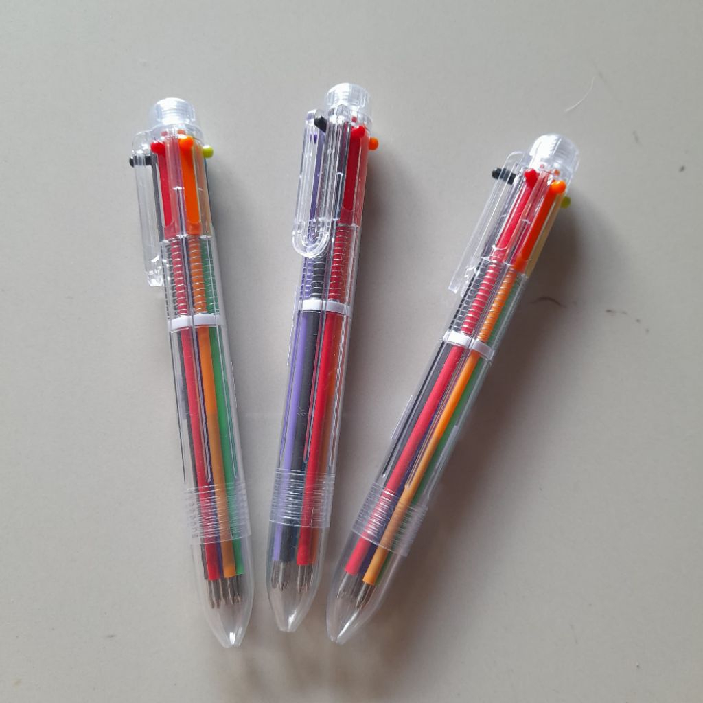 

Pulpen 6 Warna Transparan Pena Ballpont Pen Six-in-One Color